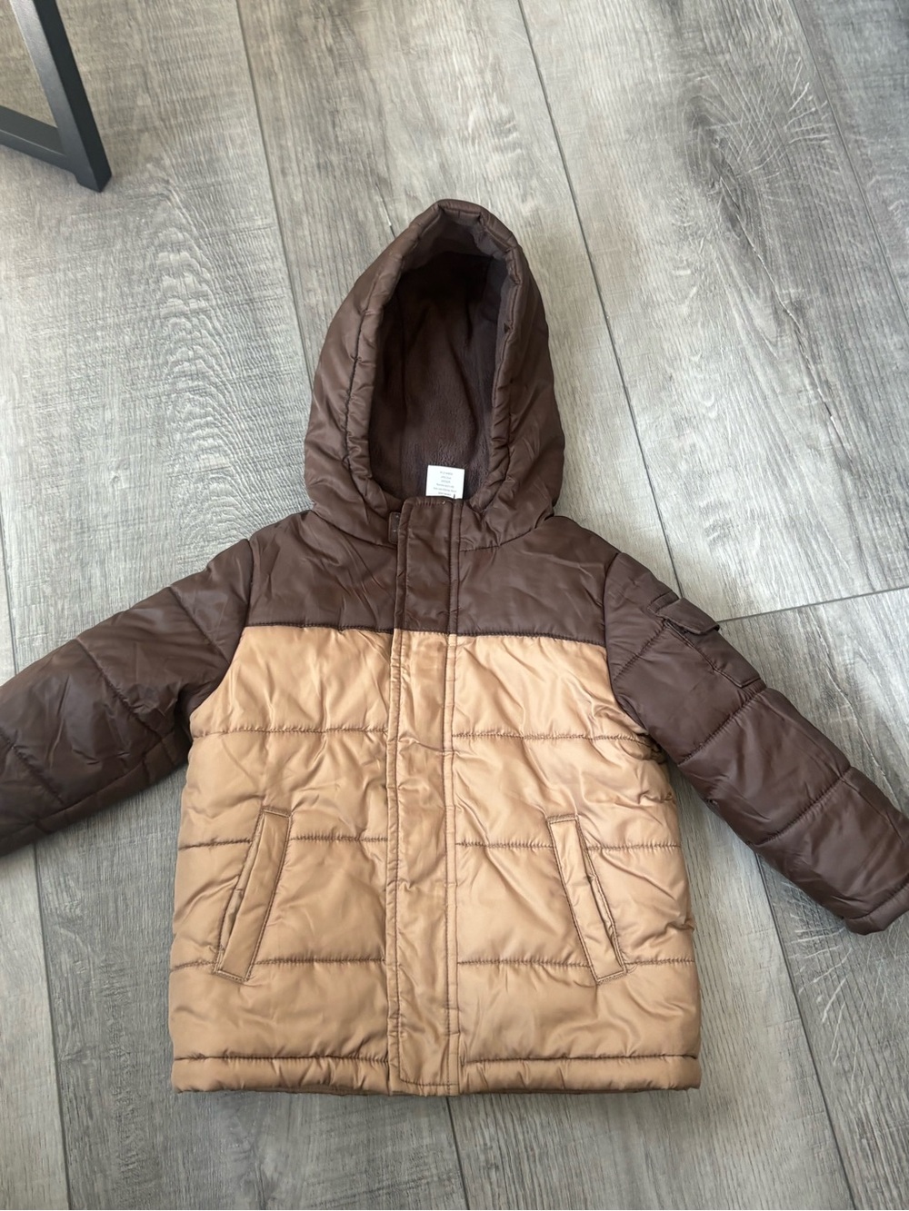 Gymboree Two-Tone Brown & Tan Hooded Puffer Jacket